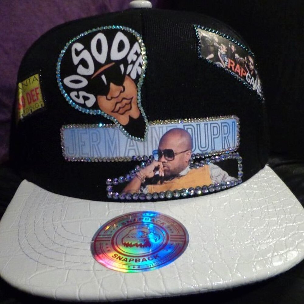 NWt One-of-a-kind handmade custom Swarovski "So So Def" Hip Hop Snapback hat